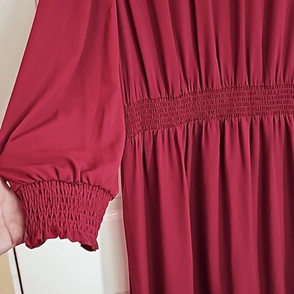 Nannette‎ Lepore Smocked Blouson Dress Size 14, Brick Red - Picture 6 of 11